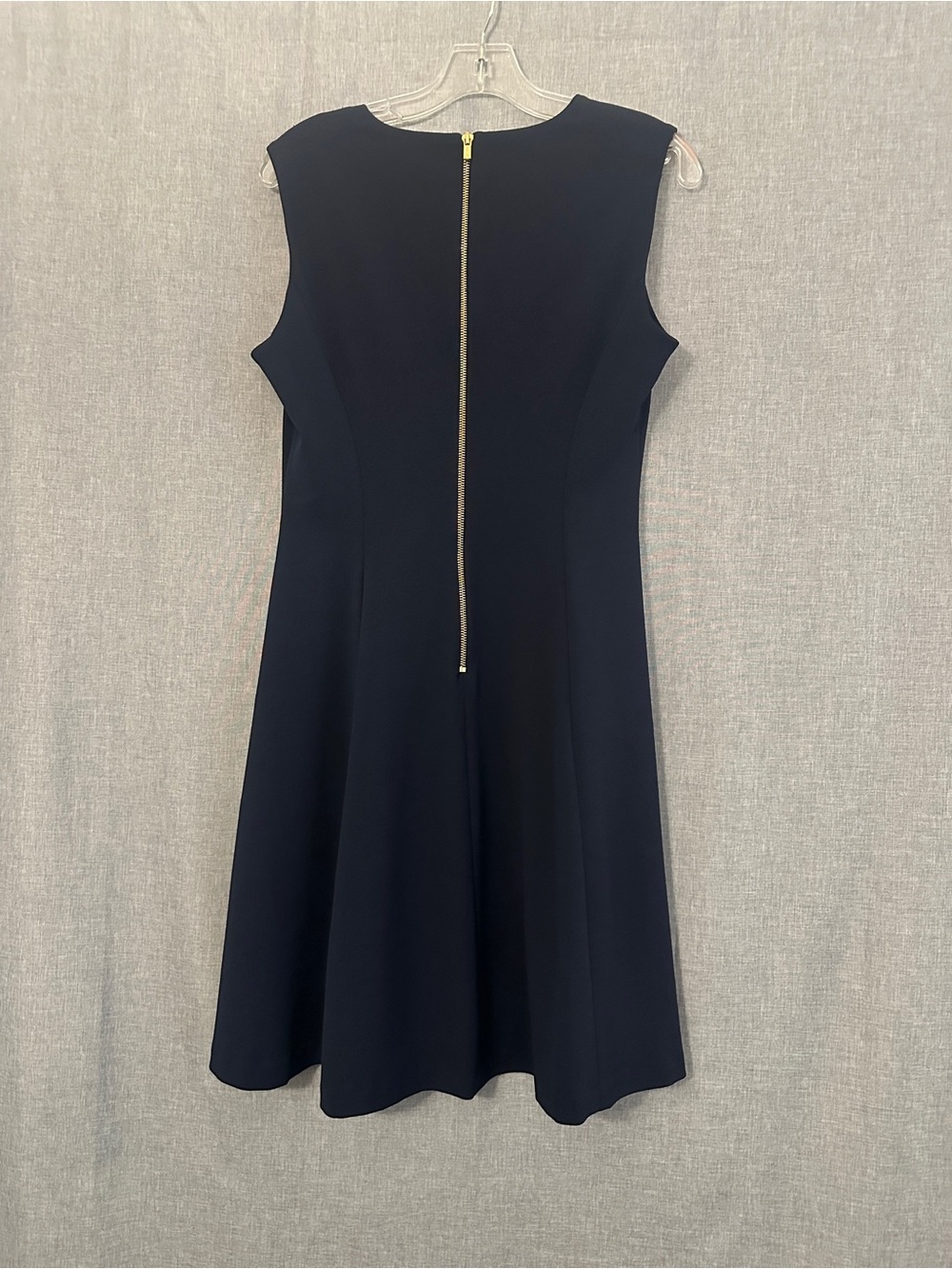Classic Navy Sleeveless A-Line Dress with Gold Button Detail - Picture 3 of 3